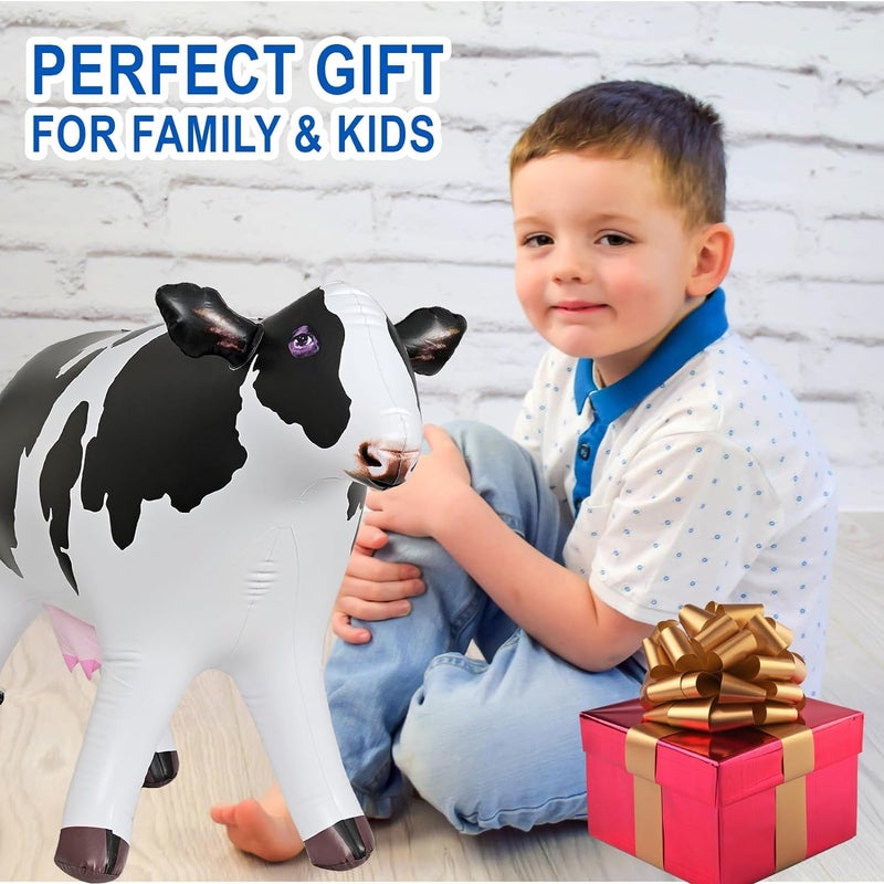 Jet Creations 37" Long Inflatable Cow Toys, Milk White Lifelike Blow-Up Cow Toy Figure for Decoration or Play, Livestock Theme Party, Pool, Birthday, VBS, Photo Prop, Easy to Inflate, 1 pc - Image 4