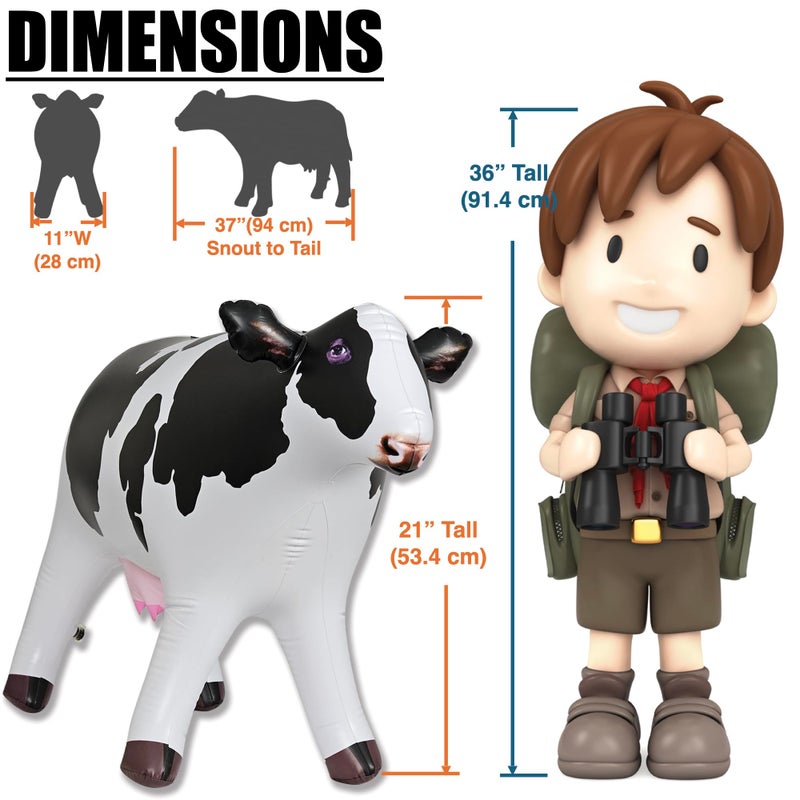 Jet Creations 37" Long Inflatable Cow Toys, Milk White Lifelike Blow-Up Cow Toy Figure for Decoration or Play, Livestock Theme Party, Pool, Birthday, VBS, Photo Prop, Easy to Inflate, 1 pc - Image 2