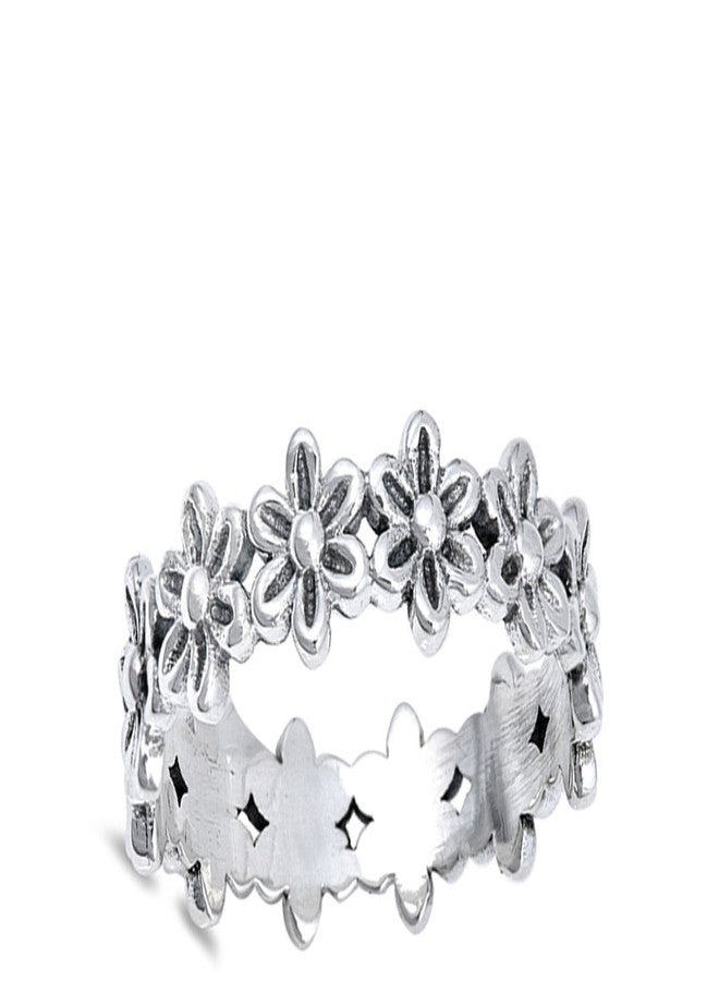 ساك سلفر خاتم وعد أبدي من زهرة بلوميريا، مصنوع من الفضة الإسترليني عيار 925، بتصميم زهرة الأقحوان، مقاس 7 - Image 2