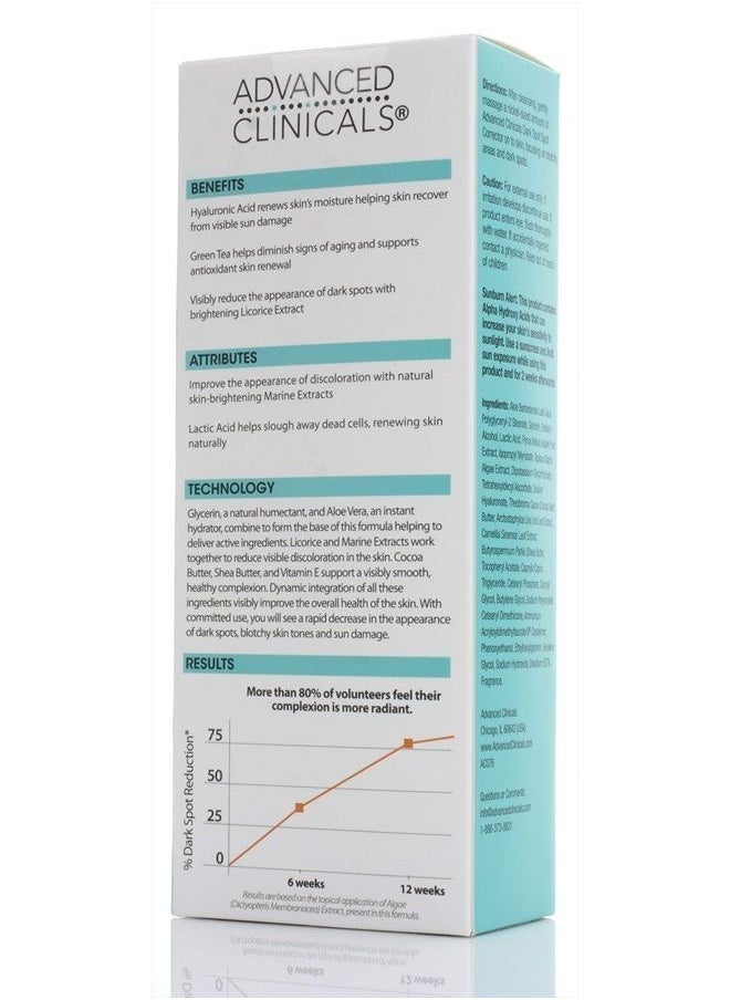 Advanced Clinicals - Dark Spot Corrector Facial Cream W/Shea Butter & Hyaluronic Acid Skin Care Face Lotion. Anti Aging Moisturizer Targets Dark Spots, Wrinkles, Age Spots & Uneven Skin Tone, 4 Fl Oz - Image 1