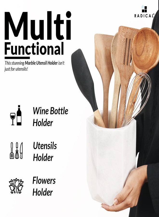 Radicaln Marble Utensil Holder 6.5'' Inches White Spoon Holder for Kitchen Counter, Ideal Kitchen Utensils Set Organizer For Farmhouse Kitchens Decor, Cooking Utensil & Spatula Set for Christmas Decor - Image 4