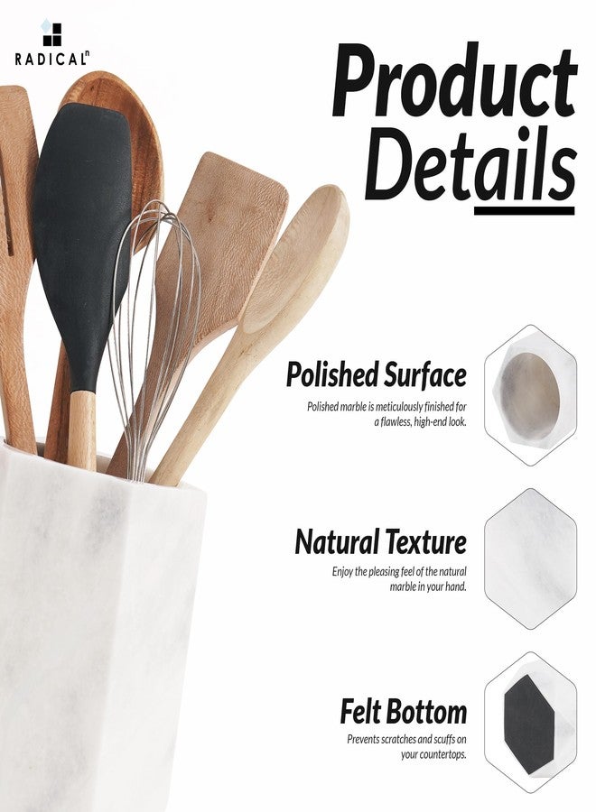 Radicaln Marble Utensil Holder 6.5'' Inches White Spoon Holder for Kitchen Counter, Ideal Kitchen Utensils Set Organizer For Farmhouse Kitchens Decor, Cooking Utensil & Spatula Set for Christmas Decor - Image 5