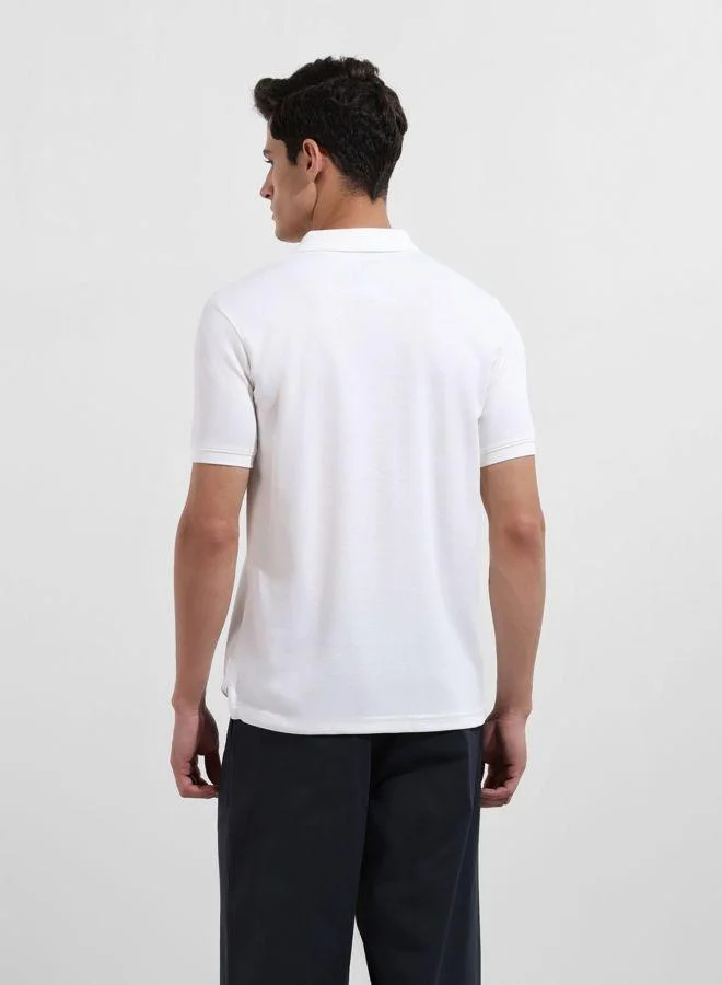 The Indian Garage Co Men Regular Fit Textured Polo Neck Half Sleeves T-Shirt