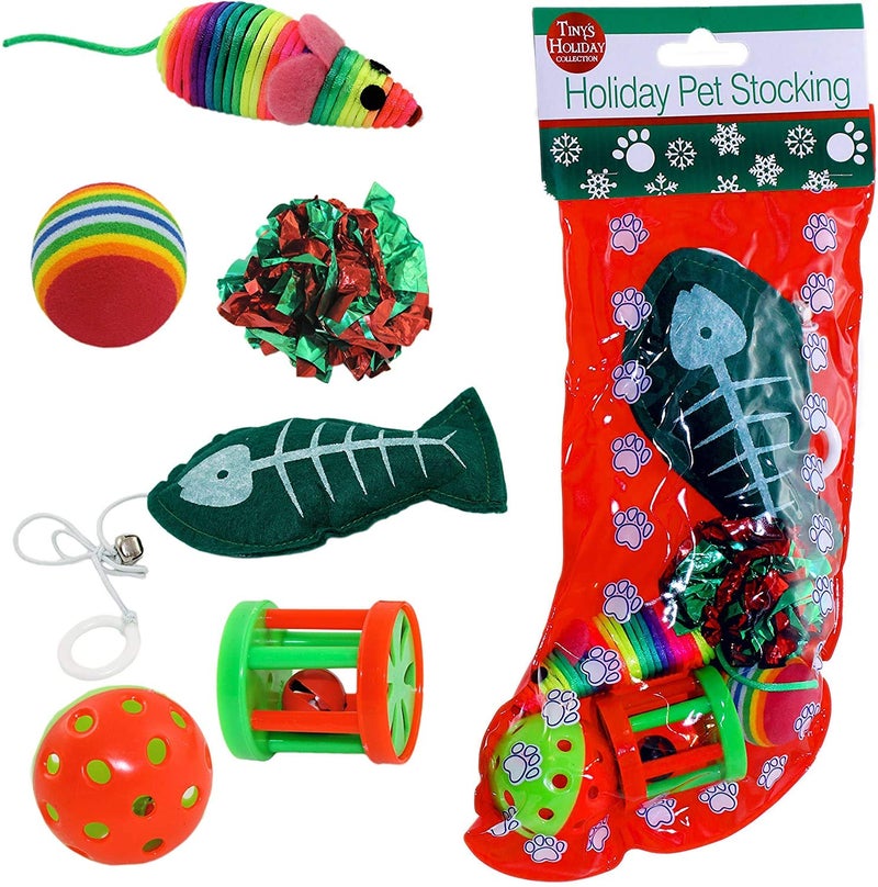 Kole Christmas Cat Stocking 6 Assorted Toys Medium Breeds - Image 2