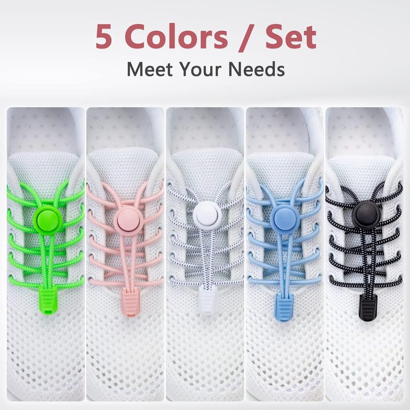 AIXMEET 1 Pair / 5 pairs No Tie Shoe Laces for adults, Elastic Shoe laces,shoelaces tieless, no tie shoelace for kids - Image 2