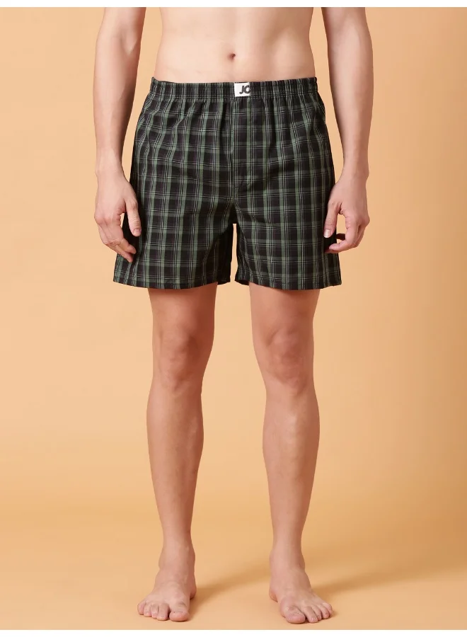 جوفن JOVEN Men Checked Cotton Boxer Shorts Pack of 2