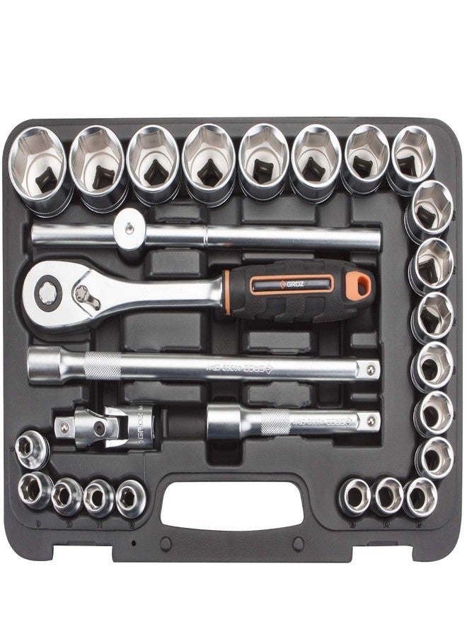 Groz 42 pc 1/4 inch Socket Tool Kit for Mechanics, Professionals, DIY Enthusiasts, etc. | Chrome Vanadium| 3X Durable Sockets | KIT/SKT/H/1-4/42/UG - Image 2
