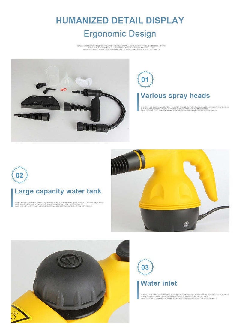 Handheld Steam Cleaner for home, Steamer for Cleaning, Multipurpose Portable Steam Cleaners Use with Safety Lock and 10 Accessory Kit to Remove Grime, Grease, More, Save Time and Effort Yellow - Image 3