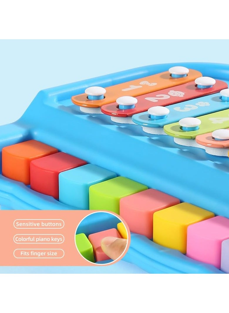 CMGTYYD 2 in 1 Baby Piano Xylophone for Toddlers 1-3 Years Old, 8 Multicolored Key Keyboard Baby Xylophone Piano, Preschool Educational Musical Learning Instruments Toy for Baby Kids (Blue)  - Image 4