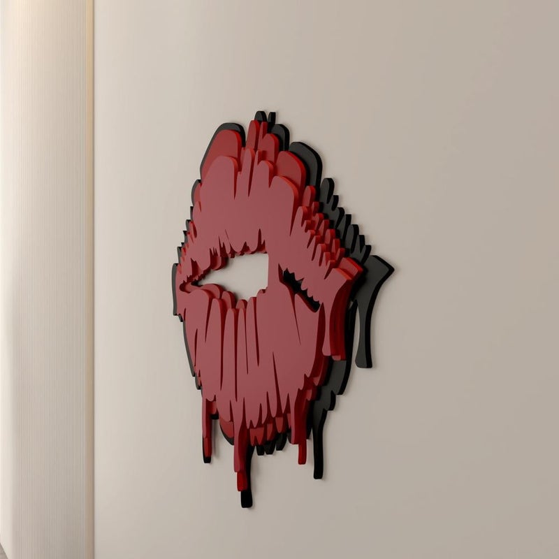 Marktna Wooden decorative sculpture with a lips design - Image 3