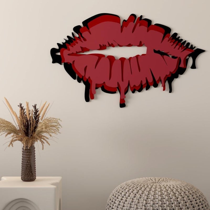 Marktna Wooden decorative sculpture with a lips design - Image 1