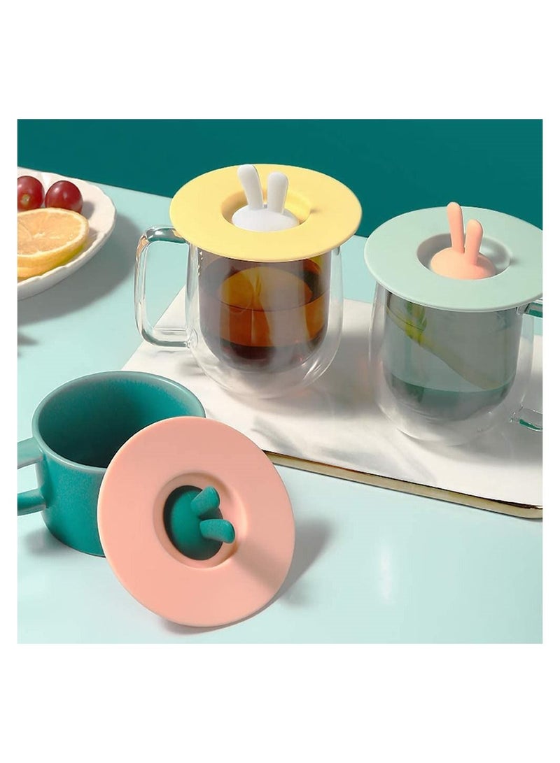 NIBEMINENT 6pcs Silicone Cup Lid, Rabbit Dust Seal Hot Drink Lid  - Image 2
