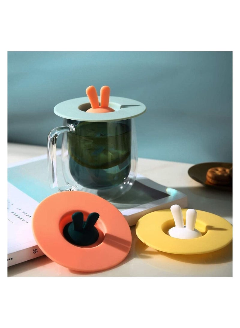 NIBEMINENT 6pcs Silicone Cup Lid, Rabbit Dust Seal Hot Drink Lid  - Image 5