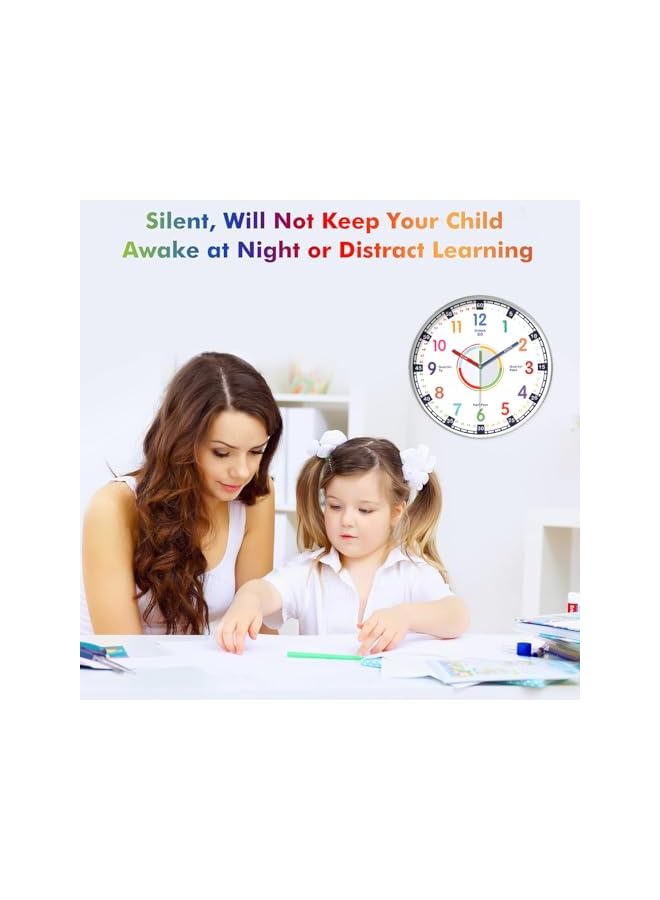 The Bros Silent Wall Clocks for Kids,10" Silent Round Battery Operated Silent Quartz Clock,4K HD Glass Wall Clock for Office,Home,Bathroom, Kitchen,Bedroom,School,Living Room (Style 3) - Image 3