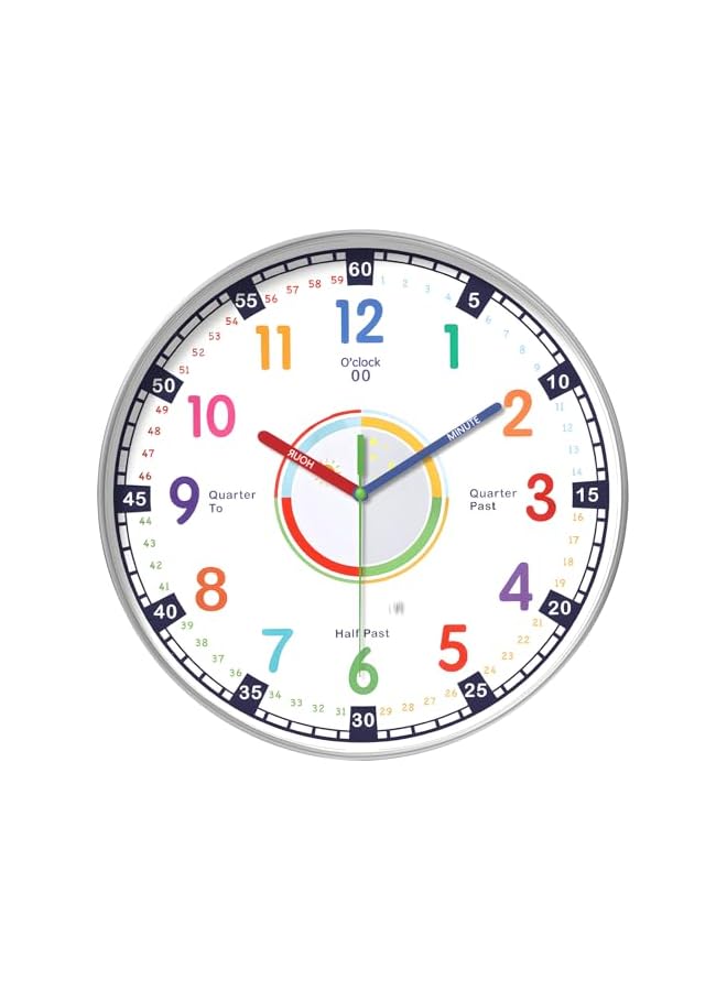 The Bros Silent Wall Clocks for Kids,10" Silent Round Battery Operated Silent Quartz Clock,4K HD Glass Wall Clock for Office,Home,Bathroom, Kitchen,Bedroom,School,Living Room (Style 3) - Image 2