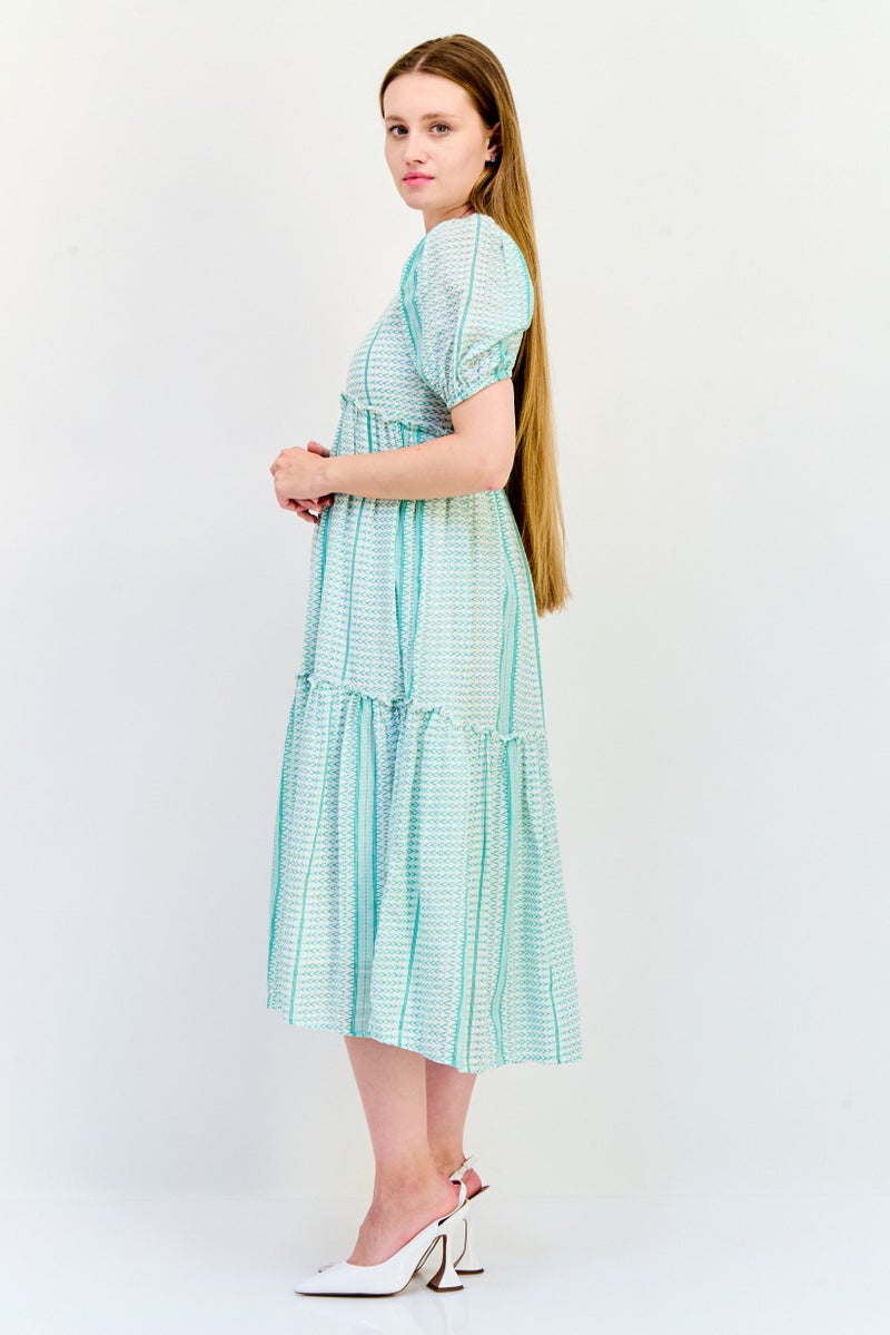 ONLY فستان ميدي كاجوال بطبعة شاملة للنساء، متعدد الألوان - Image 4