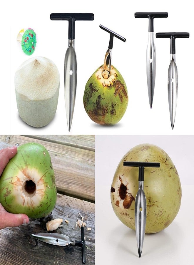 مجموعة فتاحات جوز الهند من كوبون هب، قطعتان، مصنوعة من الفولاذ المقاوم للصدأ، فضية اللون، متينة وسهلة الاستخدام - Image 2