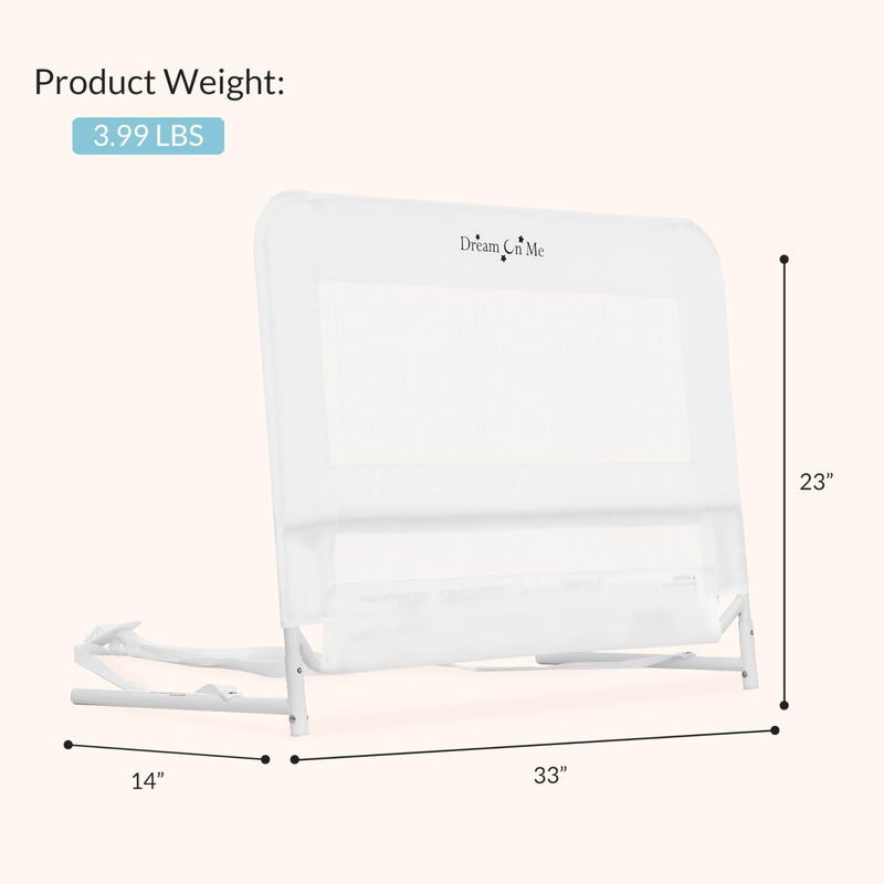 Dream On Me Lightweight Mesh Security Adjustable Bed Rail for Toddler, Breathable Mesh Fabric, Suitable for All Types Of Beds, Reinforced Anchor System Bed Guard Rail, White - Image 3