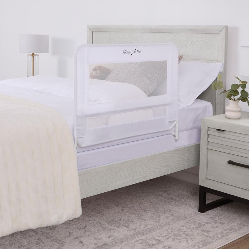 Dream On Me Lightweight Mesh Security Adjustable Bed Rail for Toddler, Breathable Mesh Fabric, Suitable for All Types Of Beds, Reinforced Anchor System Bed Guard Rail, White - Image 2