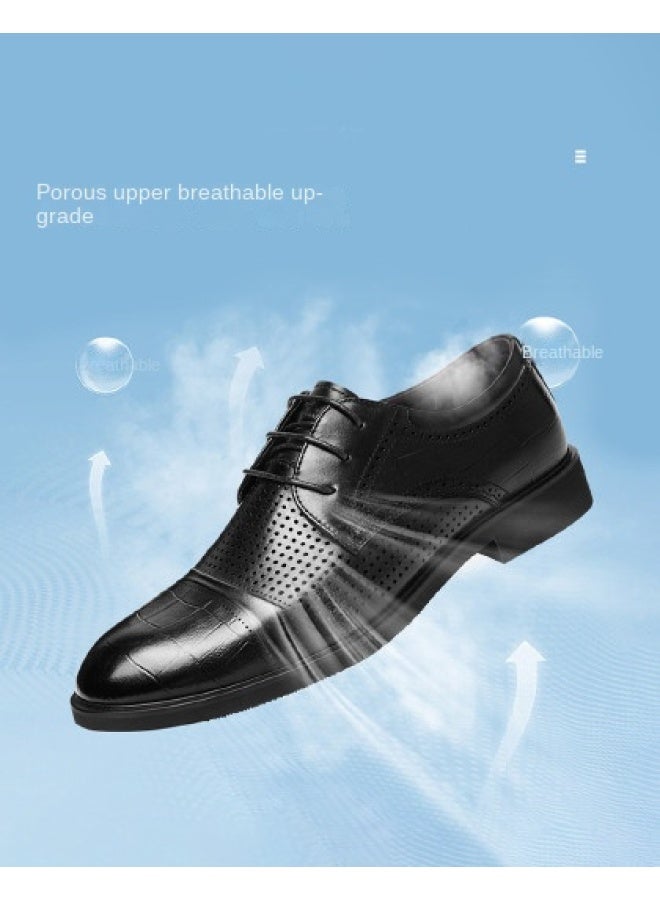 Septwolves Top Grain Leather】autumn 2025 Perforated Derby Shoes, Breathable And Comfortable Men's Dress Shoes For Business Commuting - Image 1