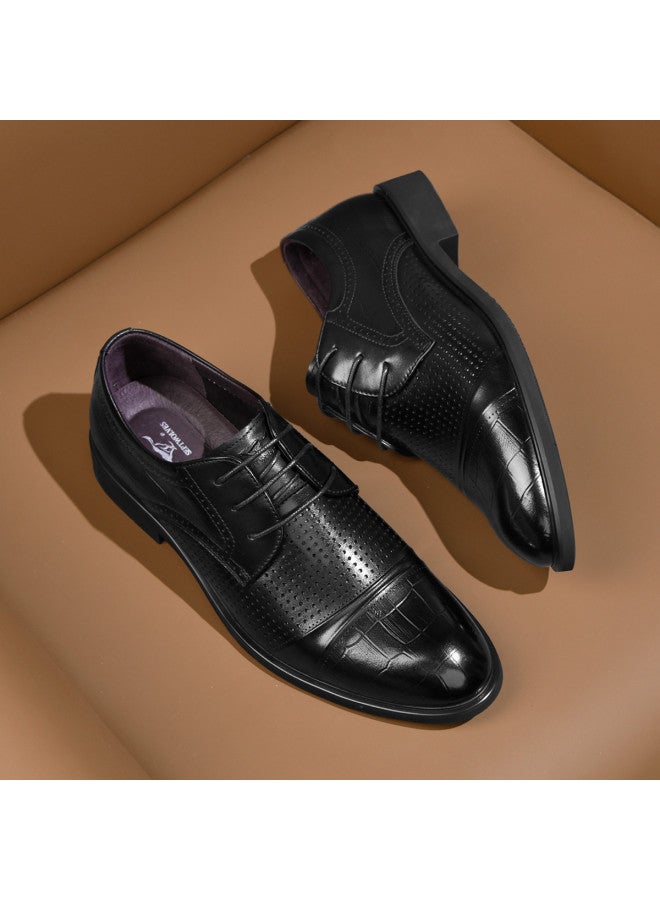 Septwolves Top Grain Leather】autumn 2025 Perforated Derby Shoes, Breathable And Comfortable Men's Dress Shoes For Business Commuting - Image 4
