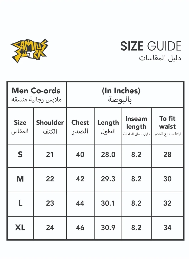 Campus Sutra Men's Brown Basic Textured Co-Ord Set