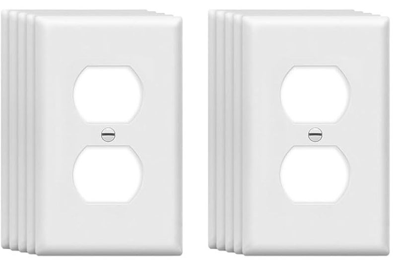 ZEFTV Duplex Wall Plates 1-Gang Switch Outlet Electrical Cover Plate Unbreakable Thermoplastic Faceplate for Light Receptacle Outlet Switch, White (10 Pack) - Image 1