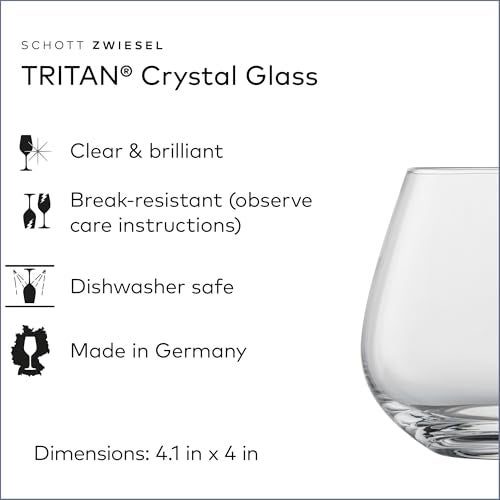 SCHOTT ZWIESEL كأس روكس من شوت زويزل فورتé (طقم من 6)، كوب بدون ساق لمختلف أنواع النبيذ، كؤوس كريستال تريتان آمنة في غسالة الصحون، مصنوعة في ألمانيا (20 أونصة) - Image 2