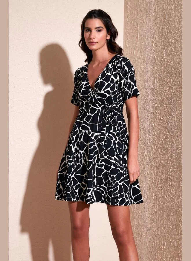 Lela Lela Patterned Double Breasted Mini Dress Women's DRESS 5865618