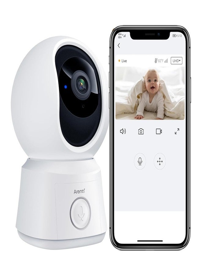ARENTI 360° View Baby Monitor Camera, Smart Phone App, Human/Motion/Noise Detection, Auto Tracking, Customed Alert Area, 2-Way Audio, Real-Time Temperature Monitoring, Lullabies - Image 1