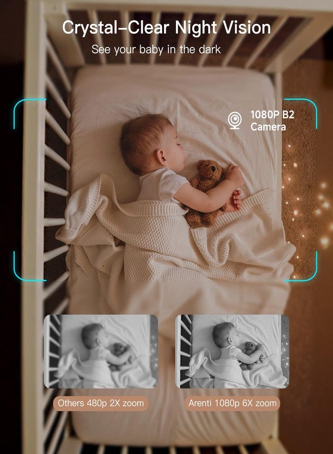 ARENTI 360° View Baby Monitor Camera, Smart Phone App, Human/Motion/Noise Detection, Auto Tracking, Customed Alert Area, 2-Way Audio, Real-Time Temperature Monitoring, Lullabies - Image 4