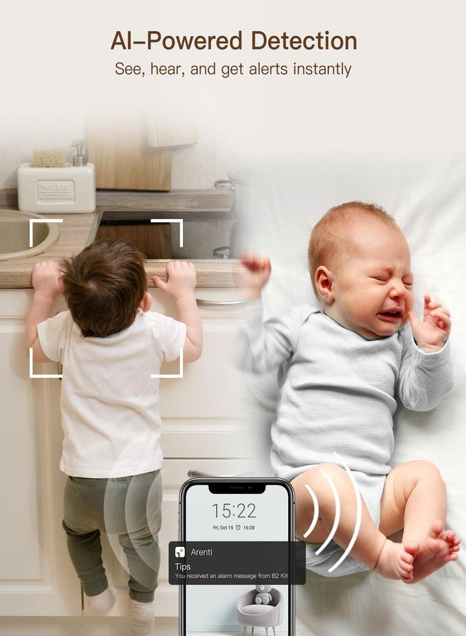 ARENTI 360° View Baby Monitor Camera, Smart Phone App, Human/Motion/Noise Detection, Auto Tracking, Customed Alert Area, 2-Way Audio, Real-Time Temperature Monitoring, Lullabies - Image 5