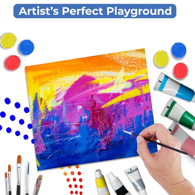 Eduway Eduway® Canvas Board for Painting- 5x5 Pof 2 | Premium Quality 7Oz Pre-Primed Cotton Canvas Board for Artists & Beginners | Ideal for Acrylic, Oil, Gouache, Pastels Colors (Pack of 2) (12x12 cms)  - Image 5