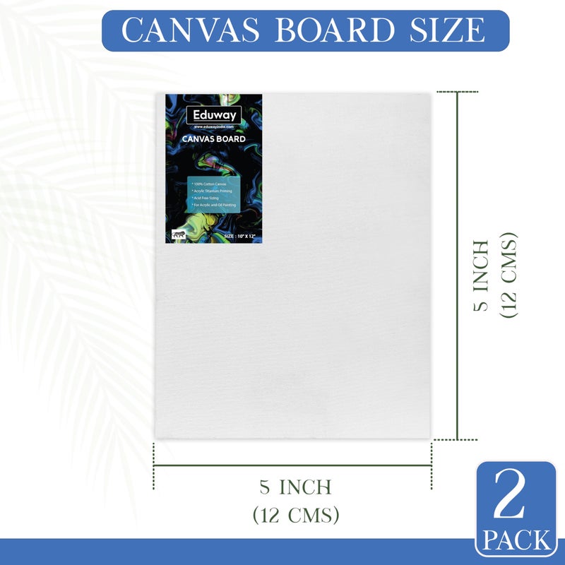 Eduway Eduway® Canvas Board for Painting- 5x5 Pof 2 | Premium Quality 7Oz Pre-Primed Cotton Canvas Board for Artists & Beginners | Ideal for Acrylic, Oil, Gouache, Pastels Colors (Pack of 2) (12x12 cms)  - Image 2