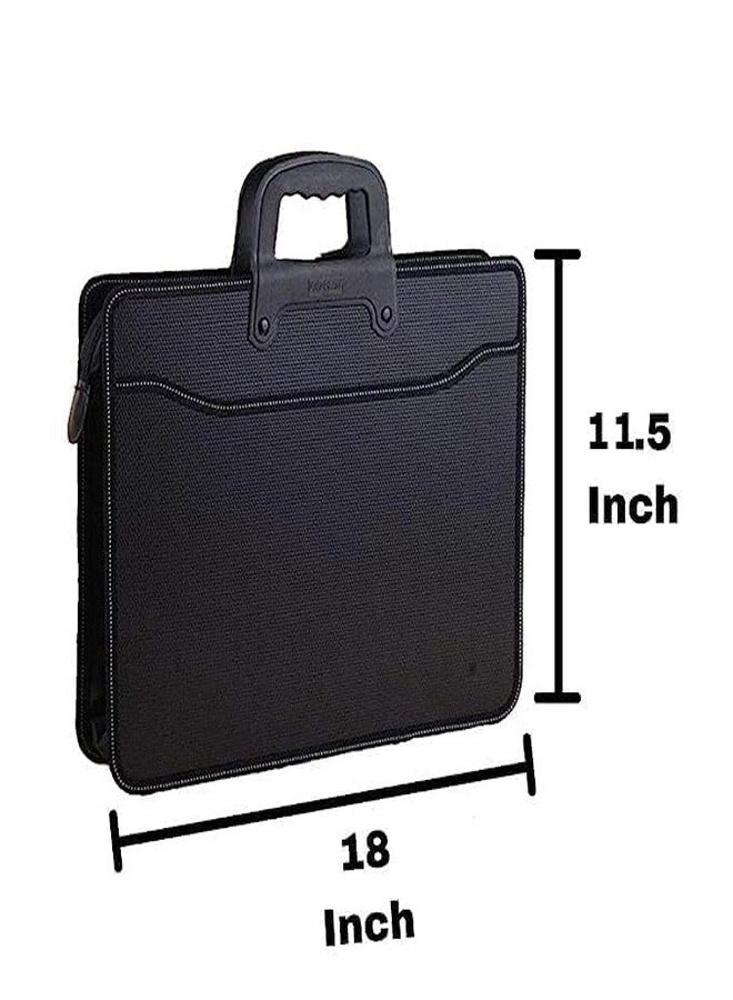 Rukshv Top Handle Business Briefcase Bag Oxford Fabric Office School Meetting Travel Use File Bills Document Expanding Storage Organizer Holder A4 Size File Folder Carrying Case Handbag (Black HB415) - Image 2