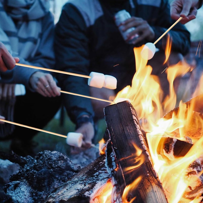 BBQStyle Natural Bamboo Smores Sticks 17.5", 40 PCS Marshmallow Roasting Skewers, Extra Long 5MM Thick Heavy Duty Wooden S'more Sticks for Grilling, Camping Fire, Caramel Candy Apple, Hot Dog - Image 4