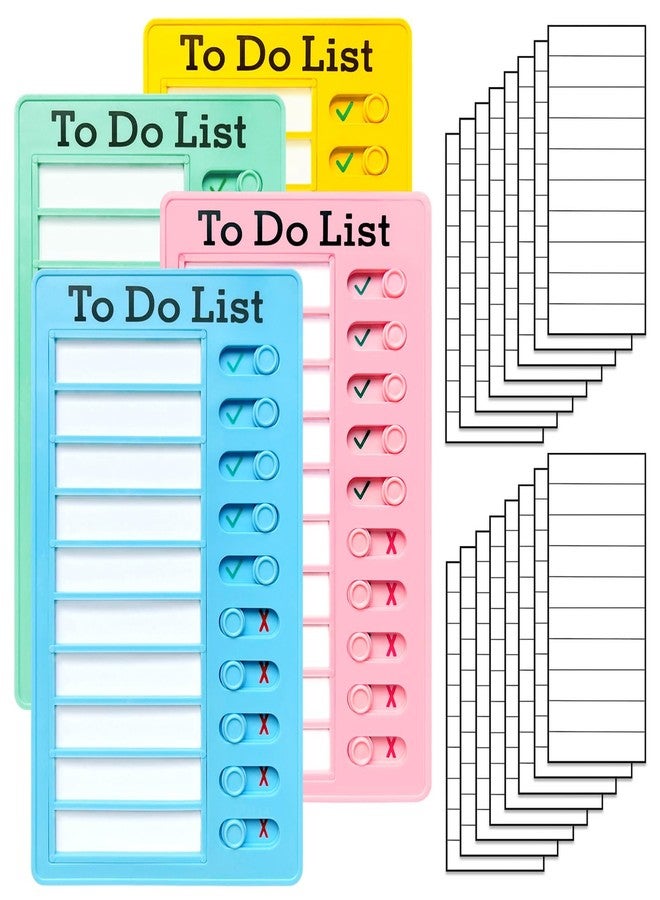 Tsytyst 4 Pieces Chore Chart for Kids Multiple Kids - Sliding Routine Chart: Reusable to Do List, RV Checklist, Planning Board, Visual Schedule, and Reminder (bluepinkgreenyellow) - Image 1