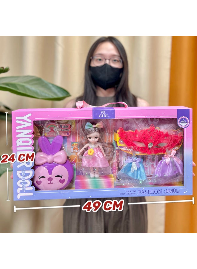 Girls Toy Barbiz Doll Set Simulation Princess Play House Gift Box Children's Toy Mechanism Wholesale-Color:3688-28 Yanqier Doll Mask Decoration - Image 1
