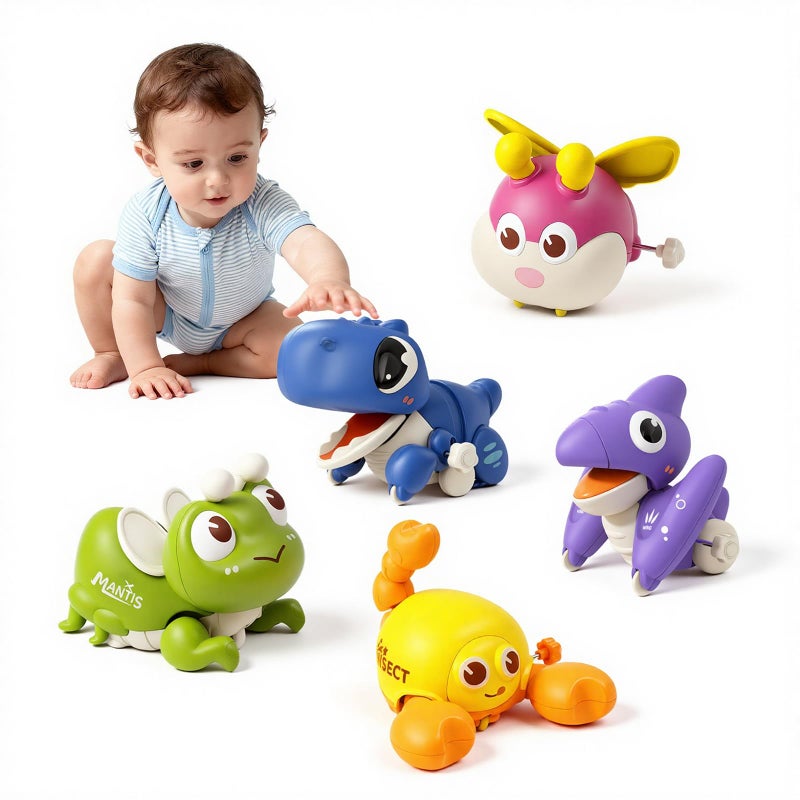 bessome Wind Up Crawling Baby Toys Set Cute Animal Push and Go Car Toys for 18 Months Montessori Early Learning Toys for Boys Girls 2 3 4 Years Old HandEye Coordination Crawling Training Gift - Image 3