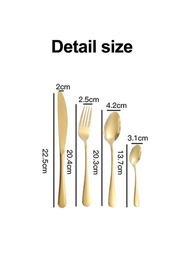 XIANGYU - Luxury Gold 24pcs Stainless Steel Cutlery Set Knife Fork Spoon Flatware Set With Gift Box - Image 1