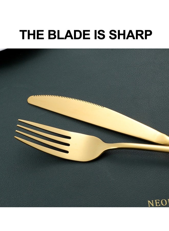 XIANGYU - Luxury Gold 24pcs Stainless Steel Cutlery Set Knife Fork Spoon Flatware Set With Gift Box - Image 1