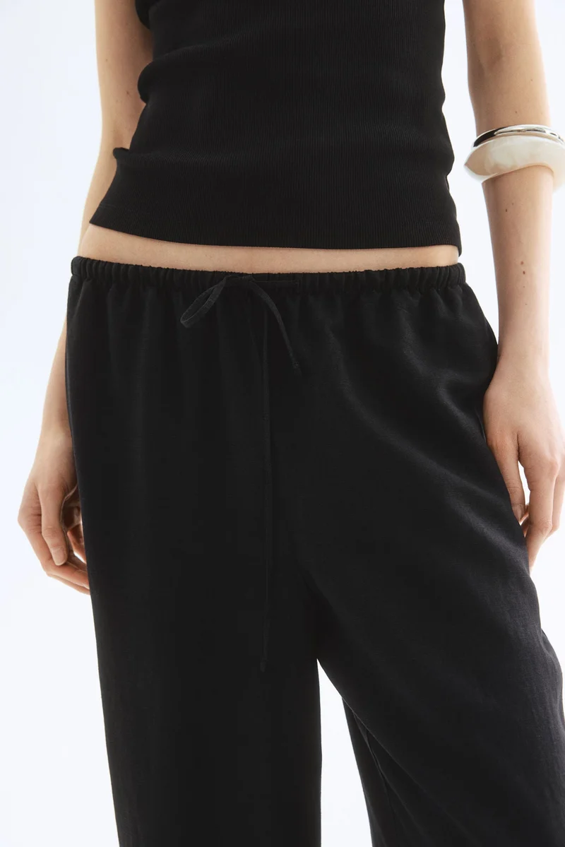 H&M Straight linen-blend trousers
