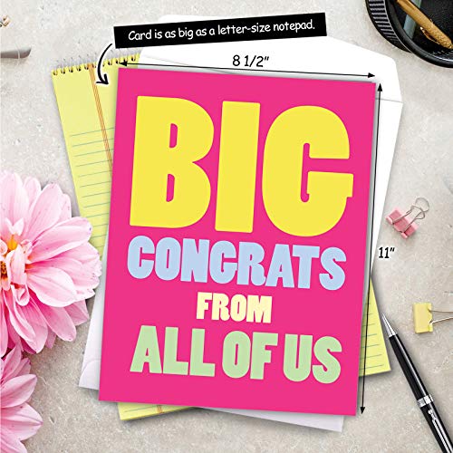 NobleWorks - Jumbo Congratulations Greeting Card (8.5 x 11 Inch) - Group Congrats Notecard from All of Us, Groups - Big Congrats From Us J3893CGG - Image 3