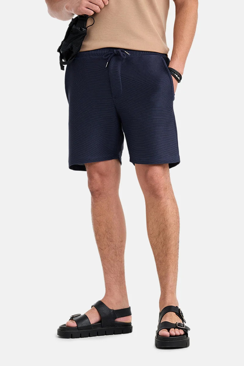 سنيتش Navy Textured Relaxed Shorts