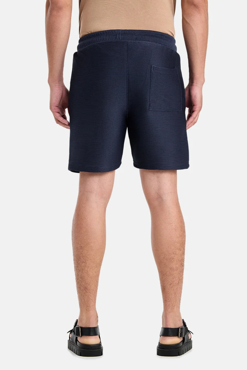 SNITCH Navy Navy Textured Relaxed Shorts for Men | Best Price UAE