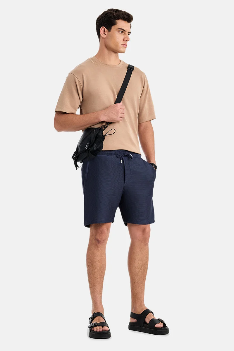 سنيتش Navy Textured Relaxed Shorts