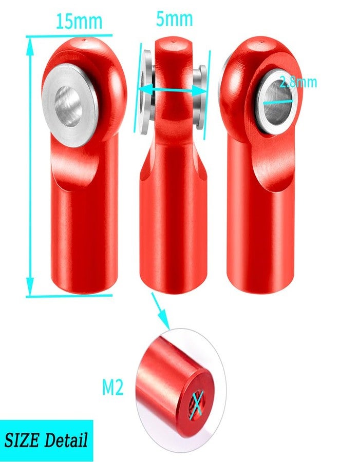 MOHERO 10Pcs M2 Tie Rod End Ball Joint Link Ball Head Holder for RC Car Truck Upgrade Part (Red) - Image 4