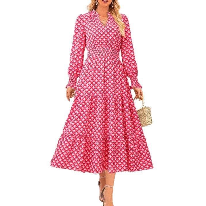Floral Print Fitted Waist Dress - Image 5