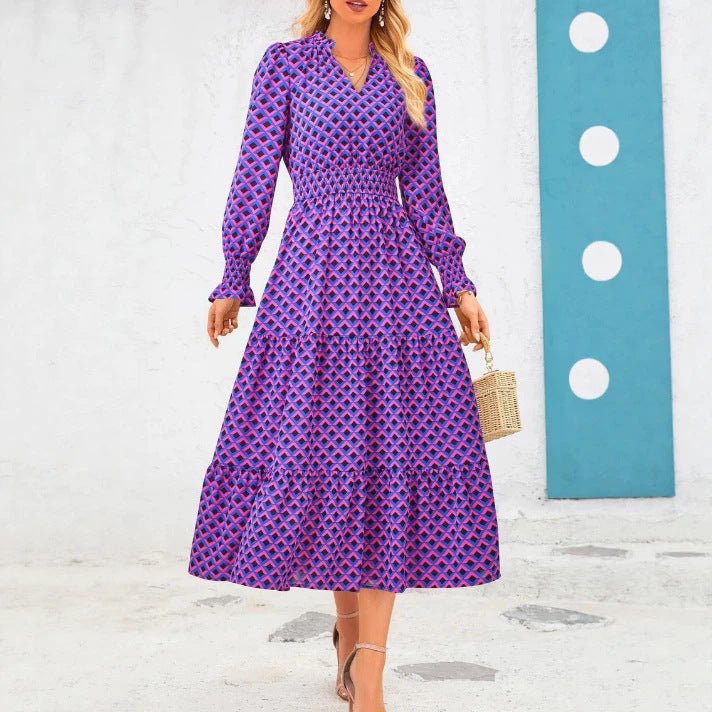 Floral Print Fitted Waist Dress - Image 2