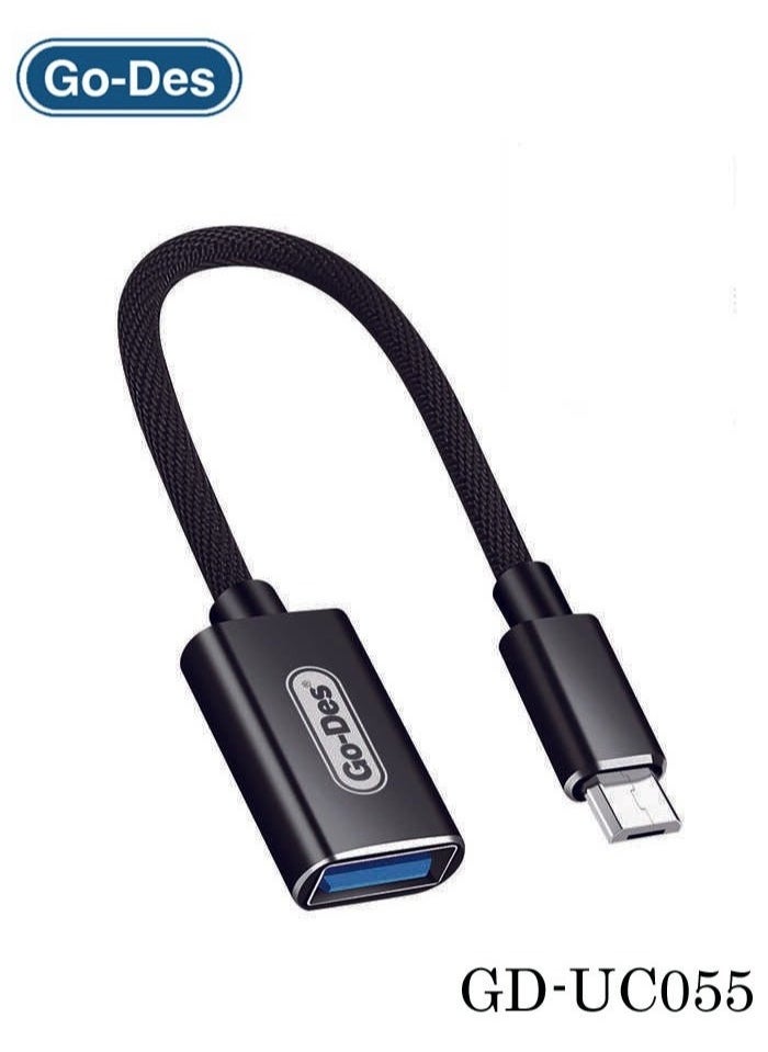 GO-DES GD-UC055 Micro OTG USB Cable USB-C to USB Adapter for Smartphones and Tablets with Easy Data Transfer  - Image 1